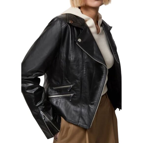Karen Millen Brown Lamb Leather Moto Jacket Women Size 6 US 10 UK 38 EU MSRP 639 - Picture 11 of 12